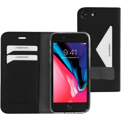 Mobiparts Classic Wallet Housse iPhone 8 Etui Porte-Monnaie - Noir