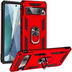 Mobigear Armor Ring Coque Google Pixel 7 Pro Coque arrière Rigide Anti-Chocs avec Anneau-Support - Rouge