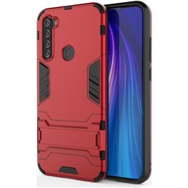 Mobigear Armor Stand Coque Xiaomi Redmi Note 8T Coque arrière Rigide Anti-Chocs avec Support Amovible - Rouge