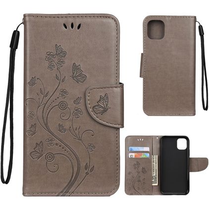 Mobigear Flowers iPhone 11 Étui Portefeuille - Gris