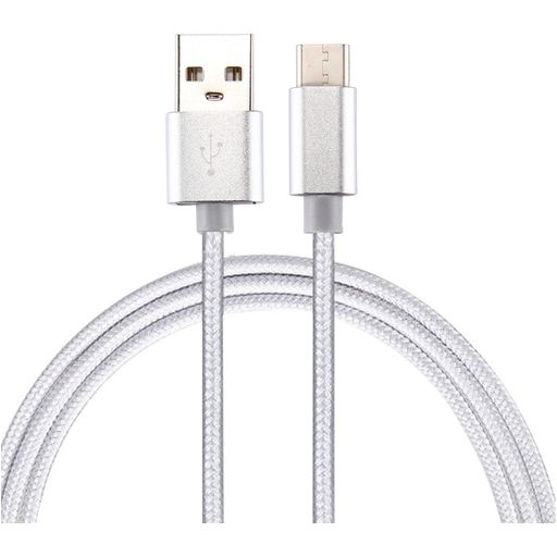 Mobigear Nylon - Câble USB-A vers USB-C 2 mètres - Argent