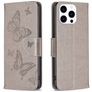 Mobigear Butterfly Housse iPhone 16 Pro Max Etui Porte-Monnaie - Gris