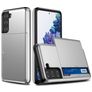 Mobigear Card Coque Samsung Galaxy S21 Coque arrière Rigide Anti-Chocs avec Porte-Cartes - Argent