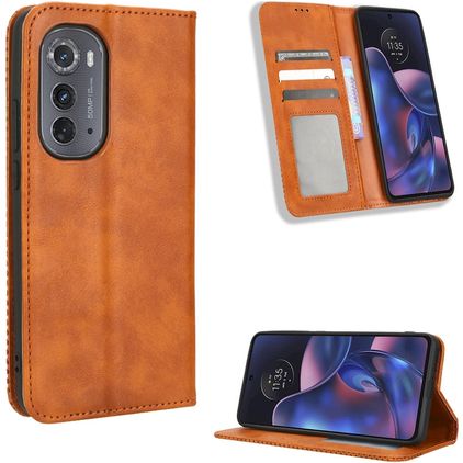 Mobigear Sensation Housse Motorola Edge (2022) Etui Porte-Monnaie - Marron
