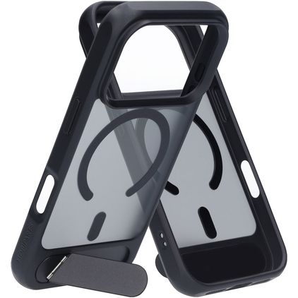 Mobiparts Hardcover Coque iPhone 18 Pro MagSafe Coque arrière Rigide avec Support Amovible - Satin Black