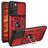 Mobigear Armor Ring Cam Slide Samsung Galaxy S22 Plastique rigide Coque arrière Antichoc avec bague de maintien et cache caméra coulissant - Rouge