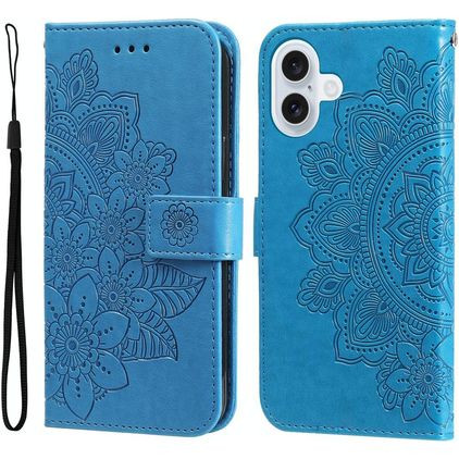 Mobigear Flowers Housse iPhone 17 Etui Porte-Monnaie - Bleu