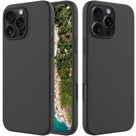 Mobigear Rubber Touch Coque iPhone 16 Pro Coque arrière en Silicone - Noir