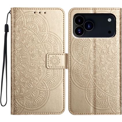 Mobigear Mandala iPhone 18 Pro Max Étui Portefeuille - Or