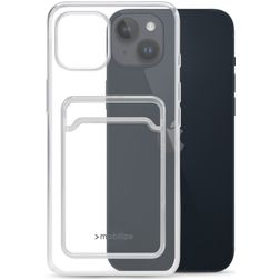 Mobilize Gelly Card Coque Transparente iPhone 14 Plus Coque arrière en TPU Souple avec Porte-Cartes - Transparent
