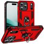 Mobigear Armor Ring Coque iPhone 18 Pro Coque arrière Rigide Anti-Chocs avec Anneau-Support - Rouge