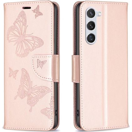 Mobigear Butterfly Housse Samsung Galaxy S23 Etui Porte-Monnaie - Rose doré