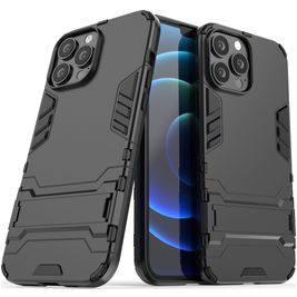 Mobigear Armor Stand Coque iPhone 13 Pro Max Coque arrière Rigide Anti-Chocs avec Support Amovible - Noir