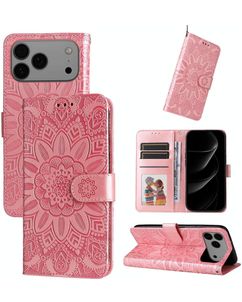 Mobigear Sunflower iPhone 18 Pro Max Étui Portefeuille - Rose