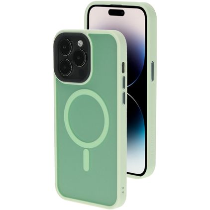 Mobiparts Hardcover Coque iPhone 14 Pro MagSafe Coque arrière Rigide - Satin Light Green