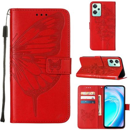 Mobigear Butterfly Housse Realme 9 5G Etui Porte-Monnaie - Rouge