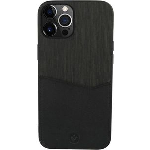Valenta Card Slot Coque iPhone 13 Pro Coque arrière en Cuir Véritable avec Porte-Cartes - Noir