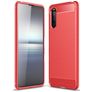 Mobigear Brushed Slim Coque Sony Xperia 10 III Coque arrière en TPU Souple - Rouge