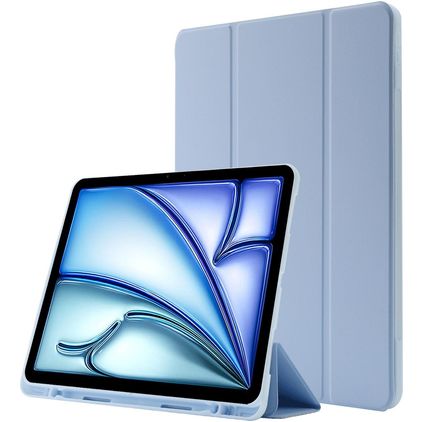 Mobigear Tri-Fold Gel Coque iPad Air 11 Pouces (2024) Etui en TPU,Similicuir + Porte-crayon - Bleu