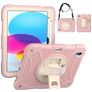 Mobigear SureGrip Coque iPad 11 (2025) Coque arrière en Plastique rigide,Silicone + Porte-crayon + Bandoulière + Support Amovible - Rose