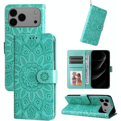 Mobigear Sunflower Housse iPhone 17 Pro Max Etui Porte-Monnaie - Vert
