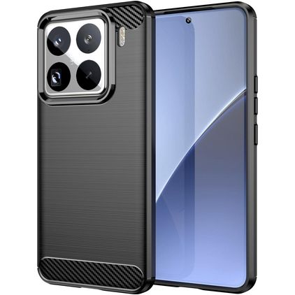 Mobigear Brushed Slim Coque Xiaomi 15 Pro Coque arrière en TPU Souple - Noir