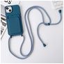 Mobigear Lanyard Card iPhone 15 Plus Coque avec cordon en Silicone et Porte-Cartes - Dark Blue