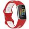 Mobigear Sport Dual Bracelet Silicone pour Fitbit Charge 5 Fermeture à clou et passant - Blanc / Rouge
