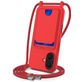 Mobigear Lanyard Card iPhone 16 Plus Coque avec cordon en Silicone et Porte-Cartes - Rouge