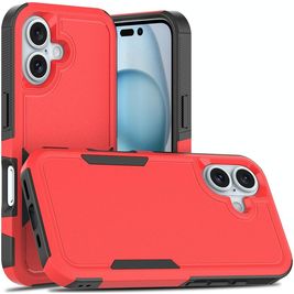 Mobigear Heavy Armor Coque iPhone 16 Coque arrière Rigide Anti-Chocs - Rouge