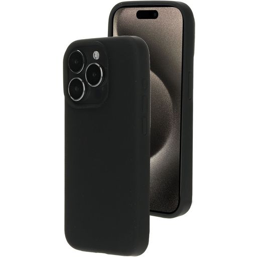 Mobiparts Coque iPhone 15 Pro MagSafe Coque arrière en Silicone - Noir