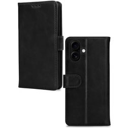 Mobilize Wallet Housse iPhone 16 Etui en Cuir Véritable Porte-Monnaie - Noir