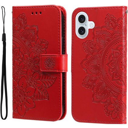 Mobigear Flowers Housse iPhone 17 Etui Porte-Monnaie - Rouge