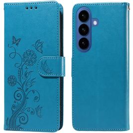 Mobigear Flowers Housse Samsung Galaxy S26 Etui Porte-Monnaie - Bleu
