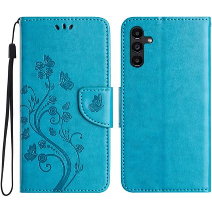 Mobigear Flowers Housse Samsung Galaxy A56 Etui Porte-Monnaie - Bleu