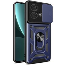 Mobigear Armor Ring Cam Slide Coque Motorola Edge 40 Neo Coque arrière Rigide Anti-Chocs avec Anneau-Support et Protecteur Lentilles - Bleu