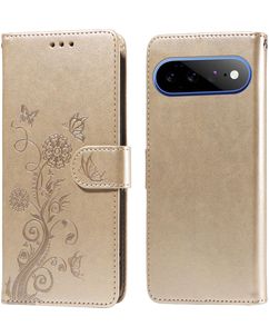 Mobigear Flowers Housse Google Pixel 11 Pro XL Etui Porte-Monnaie - Or