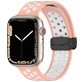 Mobigear Sport Plus Mag Bracelet Silicone Apple Watch Fermeture magnétique - 42/41/40/38 mm - Blanc / Rose