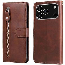 Mobigear Zipper Housse iPhone 17 Pro Etui Porte-Monnaie - Marron