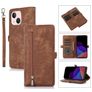 Mobigear Zipper Housse iPhone 14 Etui Porte-Monnaie - Marron