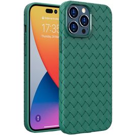 Mobigear Woven Coque iPhone 14 Pro Coque arrière en TPU Souple - Vert