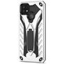 Mobigear Armor Stand Coque Realme C21Y Coque arrière Rigide Anti-Chocs avec Support Amovible - Argent