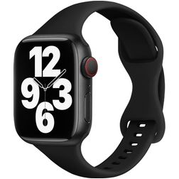Mobigear Sport Slim Bracelet Silicone pour Apple Watch Fermeture à clou et passant - 49/46/45/44 mm - Noir