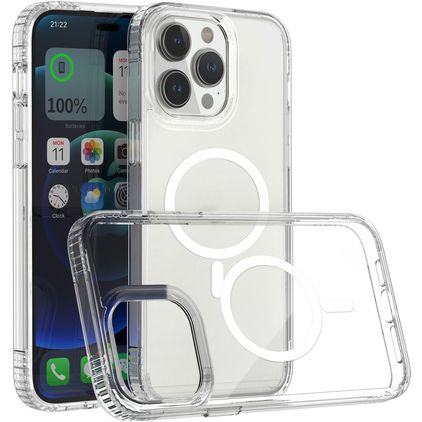 Mobigear Crystal Transparent iPhone 14 Pro Max MagSafe Plastique rigide Coque arrière - Transparent