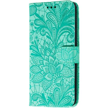 Mobigear Flowers Housse POCO F2 Pro Etui Porte-Monnaie - Turquoise