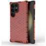 Mobigear Honeycomb Coque Samsung Galaxy S24 Ultra Coque arrière Rigide Anti-Chocs - Rouge