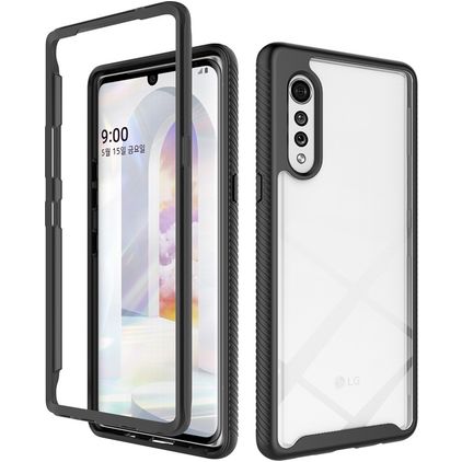 Mobigear Two-Layer LG Velvet Plastique rigide Coque arrière Antichoc - Noir