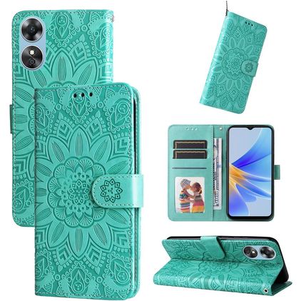Mobigear Sunflower Housse OPPO A17 Etui Porte-Monnaie - Vert