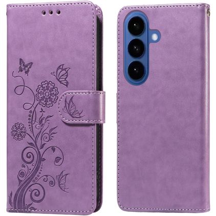 Mobigear Flowers Housse Samsung Galaxy S26 Etui Porte-Monnaie - Violet