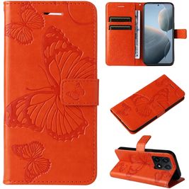 Mobigear Butterfly Housse Xiaomi 14T Etui Porte-Monnaie - Orange